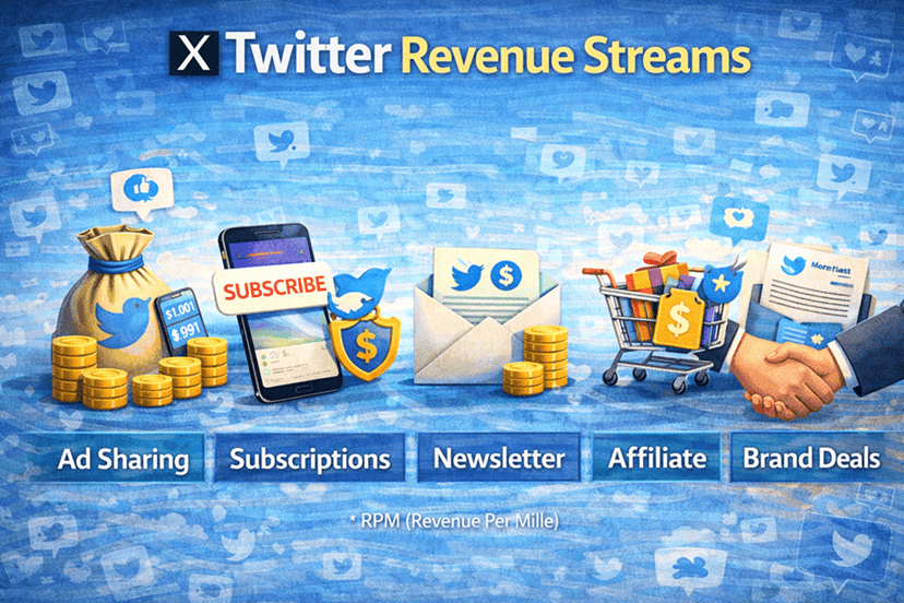 X Twitter revenue streams — ad sharing, subscriptions, newsletter, affiliate, and brand deals
